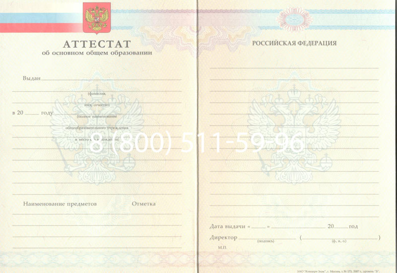 Купить Аттестат за 9 класс 2007-2010 годов в Камышине