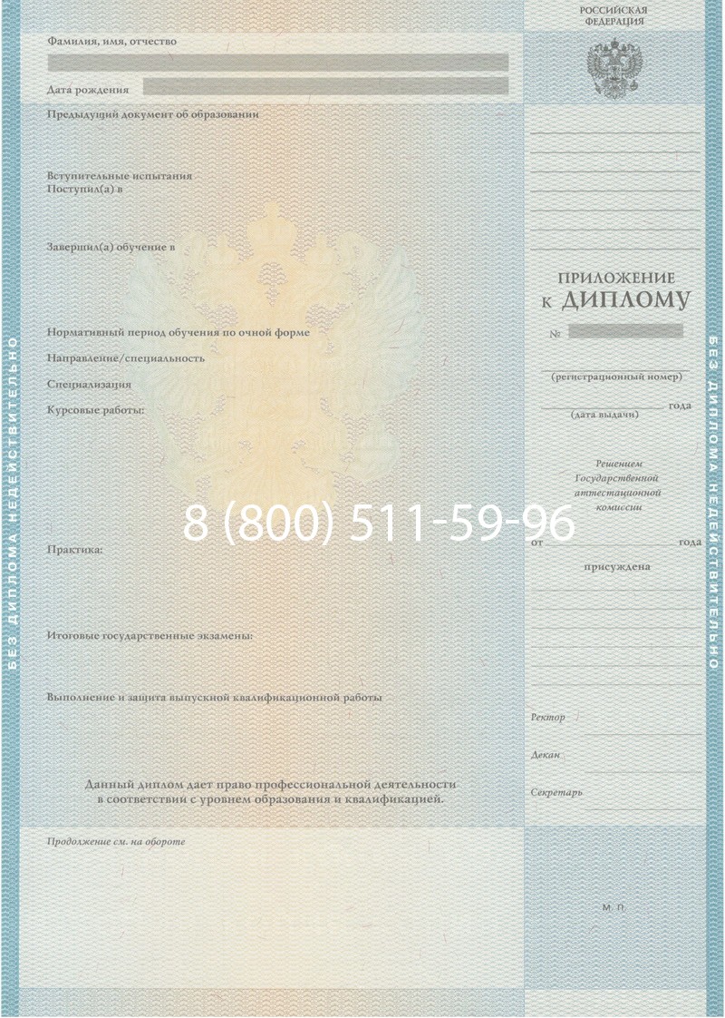 Заказать Диплом о высшем образовании 2010-2011 годов в Камышине